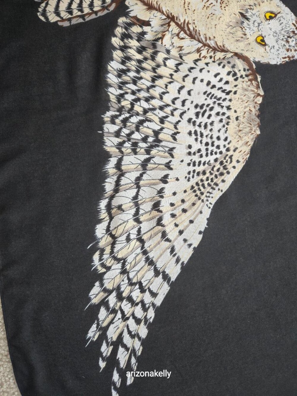 Owls in Flight Scarf Oblong Black & Grey Bird Scarf - Picture 8 of 12